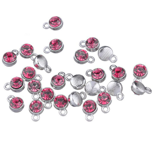 Birthstone charms, Rhinestone Charms Pendants, 10mm, 500pcs