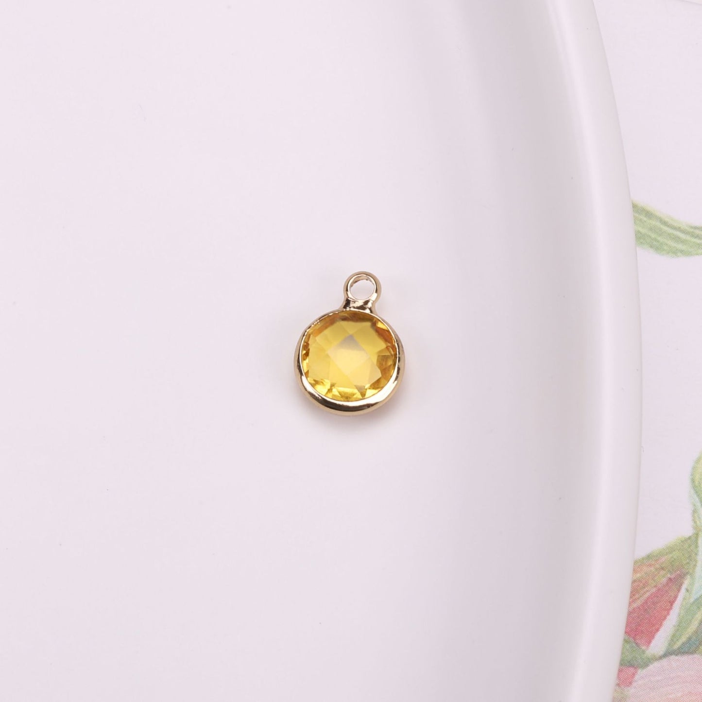 Birthstone charms, Round Rhinestone Charms Pendants, 12mm, 100pcs