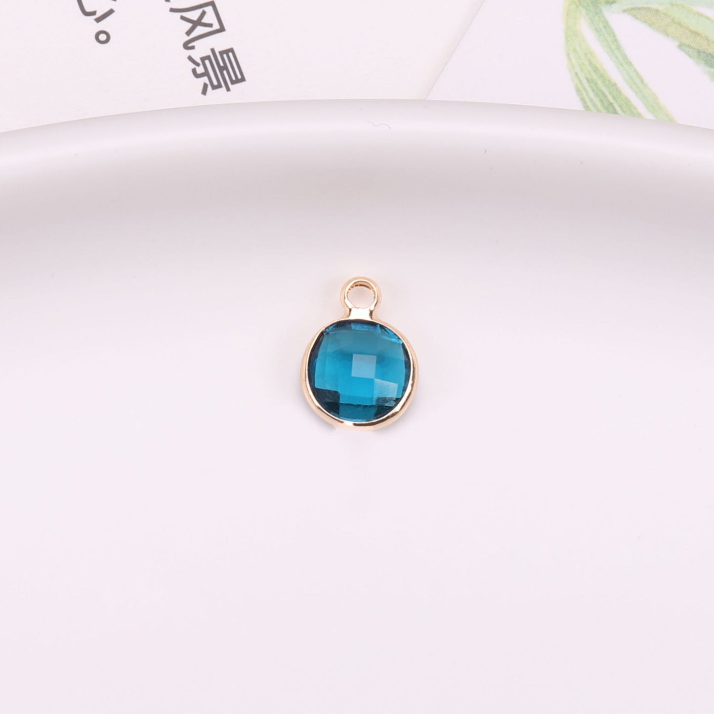 Birthstone charms, Round Rhinestone Charms Pendants, 12mm, 100pcs
