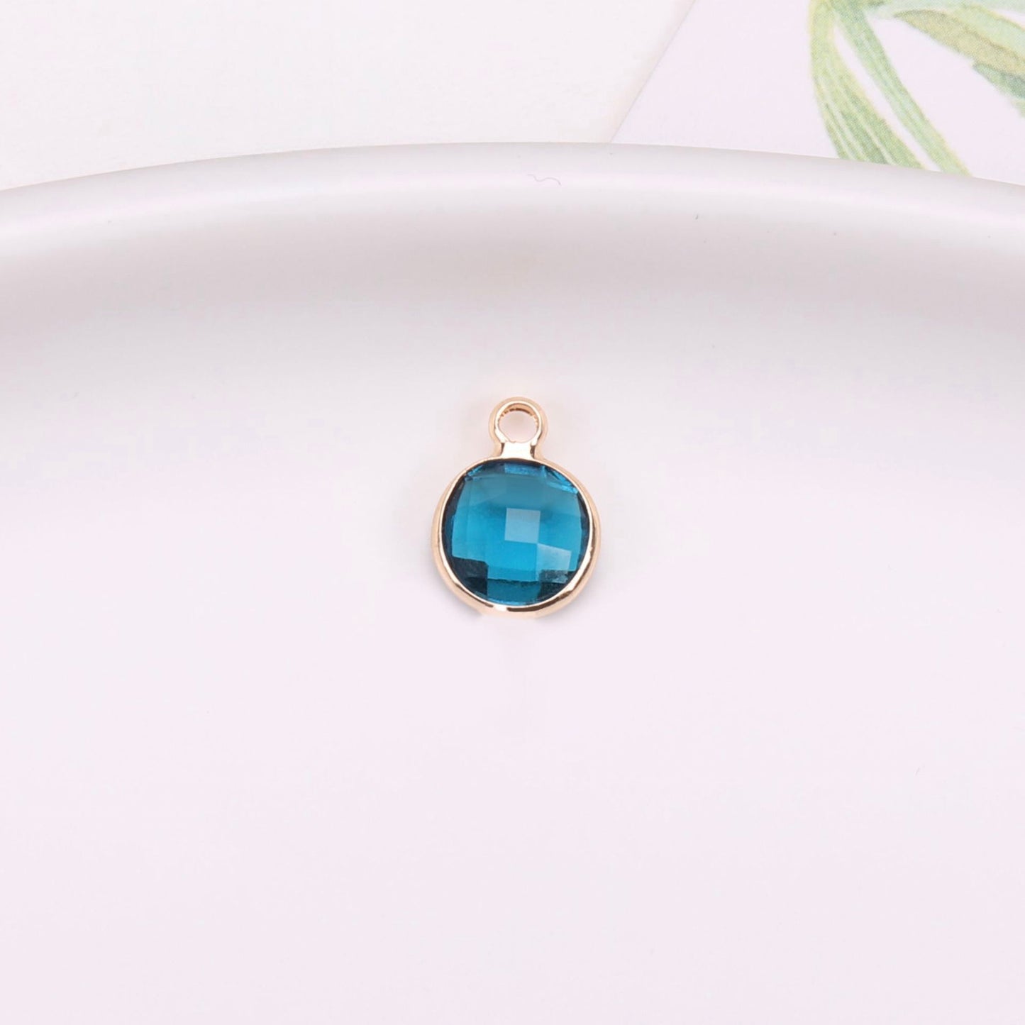 Birthstone charms, Round Rhinestone Charms Pendants, 12mm, 100pcs