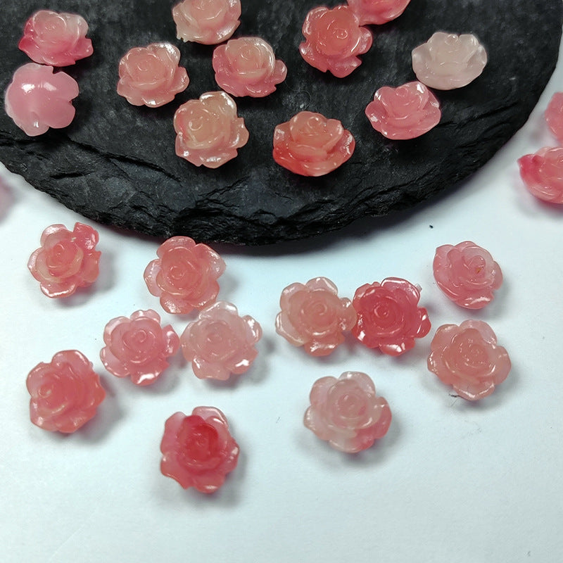 Shell powder flower beads, Shell Beads, Rose beads, Flower Beads, 6mm, 10mm 200pcs