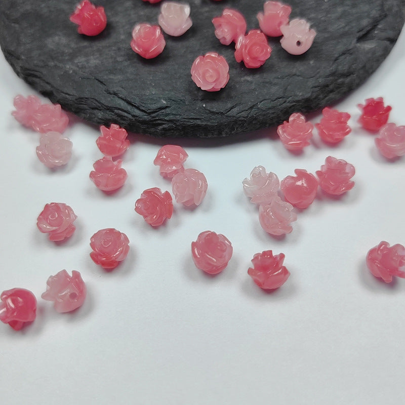 Shell powder flower beads, Shell Beads, Rose beads, Flower Beads, 6mm, 10mm 200pcs