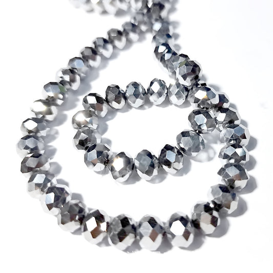 4mm,6mm, 8mm, 10mm Electroplated Metallic color Roundelle Glass beads, 50 strands