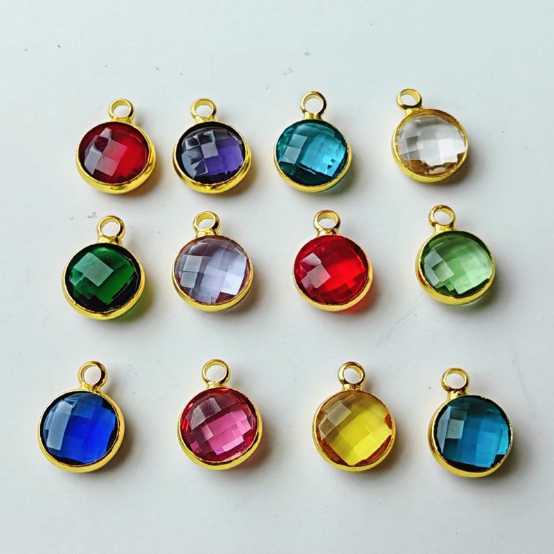 Birthstone charms, Round Rhinestone Charms Pendants, 12mm, 100pcs