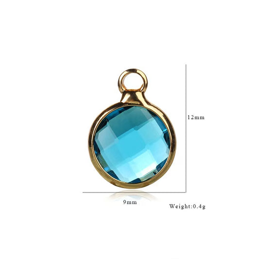 Birthstone charms, Round Rhinestone Charms Pendants, 12mm, 100pcs