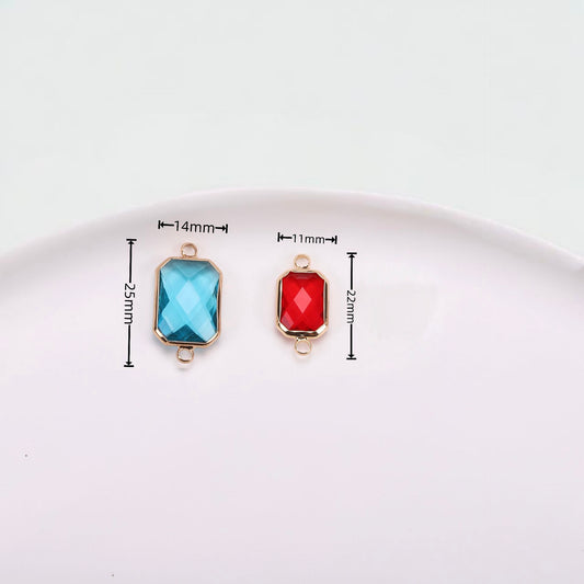 Birthstone charms, Rectangle Rhinestone Charms Pendants, 22-25mm, 100pcs