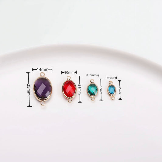 Birthstone charms, Ellipse Rhinestone Charms Pendants, 15-25mm, 100pcs