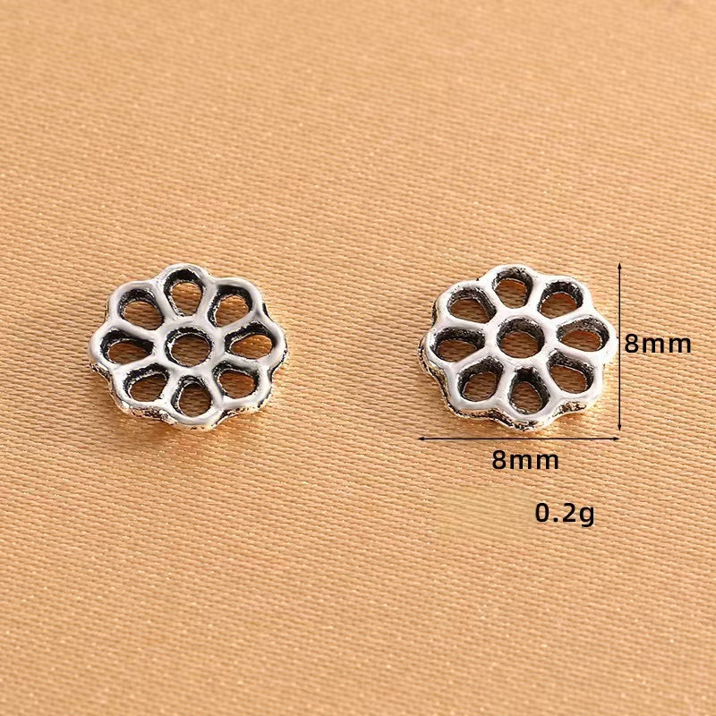 Antique Silver Bead Caps, Flower Caps