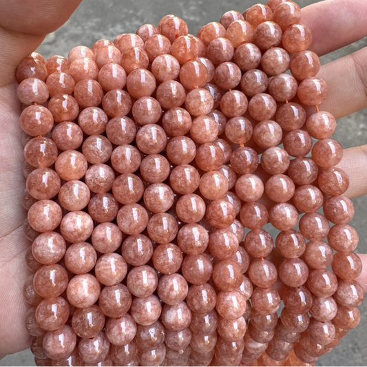 Pink Sunstone Gemstone Beads, 6-10mm