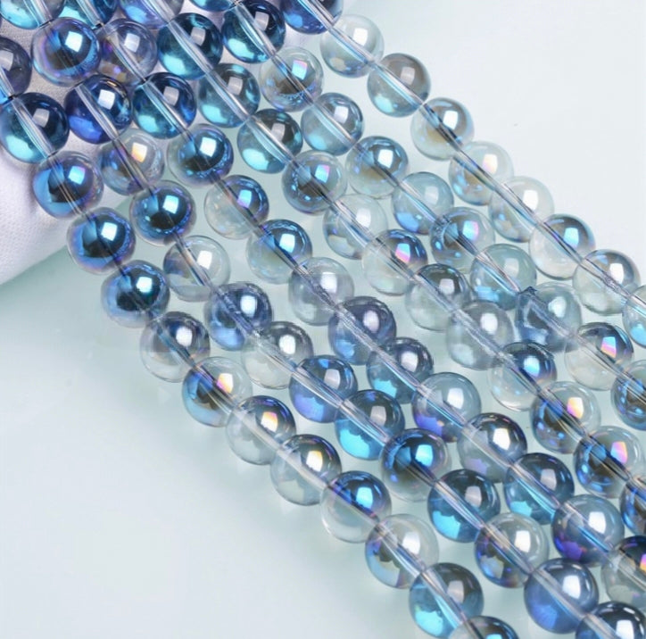 Iridescent Beads, Glass Beads , Round Glass Beads, 2-12mm, 20 strands