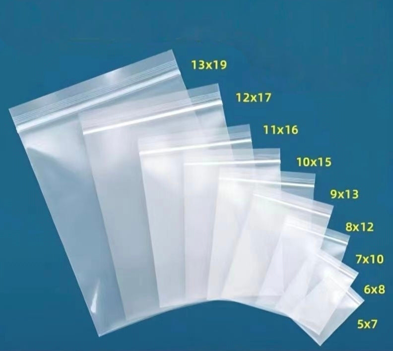 100pcs Clear Thick PE Resealable Plastic Zip Bags, Wholesale Self Seal Packaging Bags