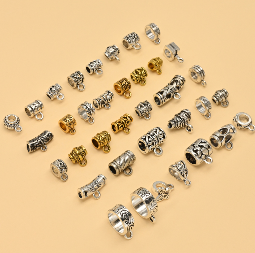 Antique Silver Bail Pendants, 30pcs