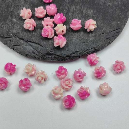 Shell powder flower beads, Shell Beads, Rose beads, Flower Beads, 6mm, 10mm 200pcs