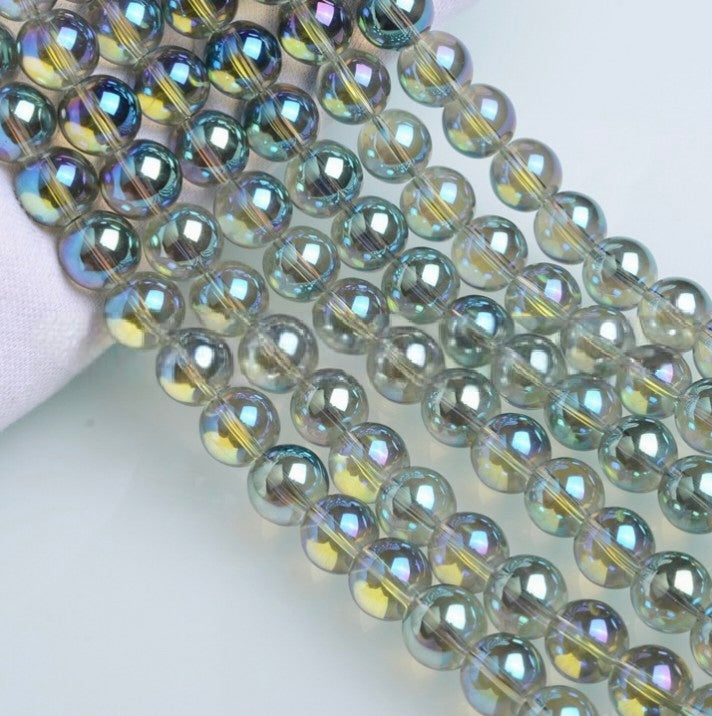 Iridescent Beads, Glass Beads , Round Glass Beads, 2-12mm, 20 strands
