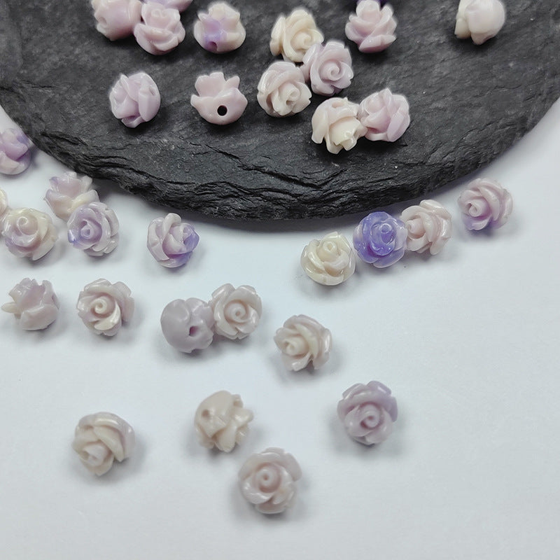 Shell powder flower beads, Shell Beads, Rose beads, Flower Beads, 6mm, 10mm 200pcs