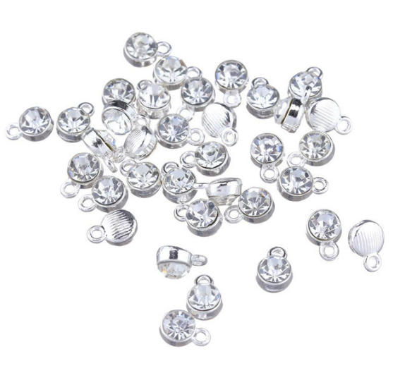 Birthstone charms, Rhinestone Charms Pendants, 10mm, 500pcs