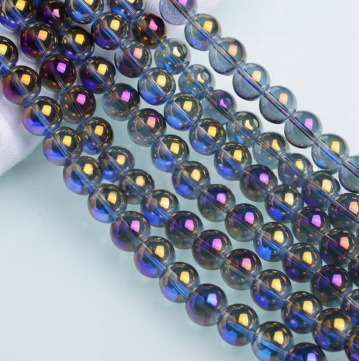 Iridescent Beads, Glass Beads , Round Glass Beads, 2-12mm, 20 strands