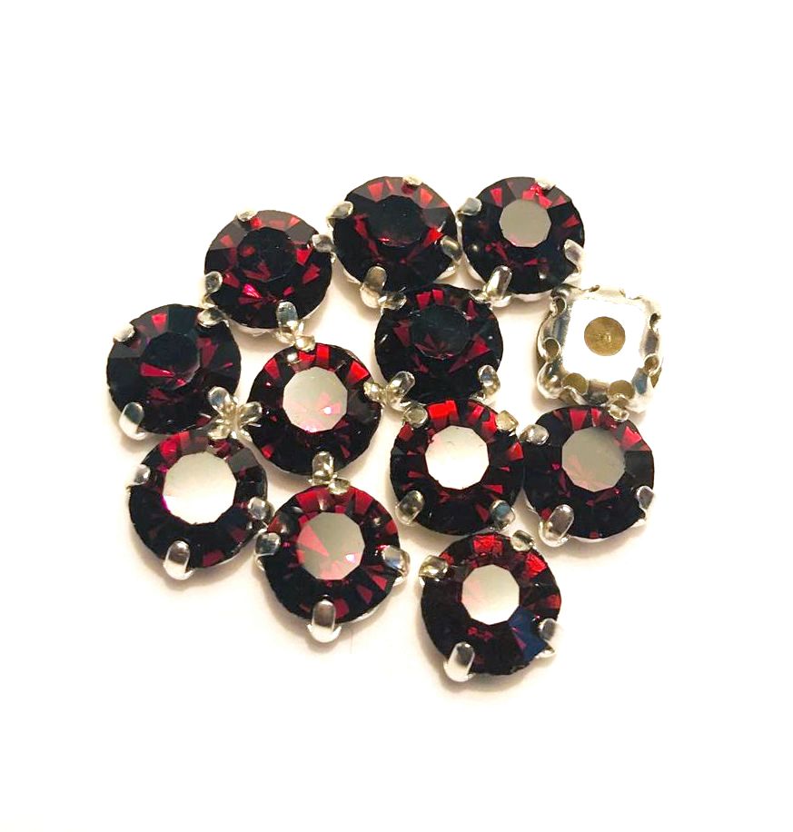 4mm-8mm Sew On Rhinestones with Silver setting, Round, 5pks