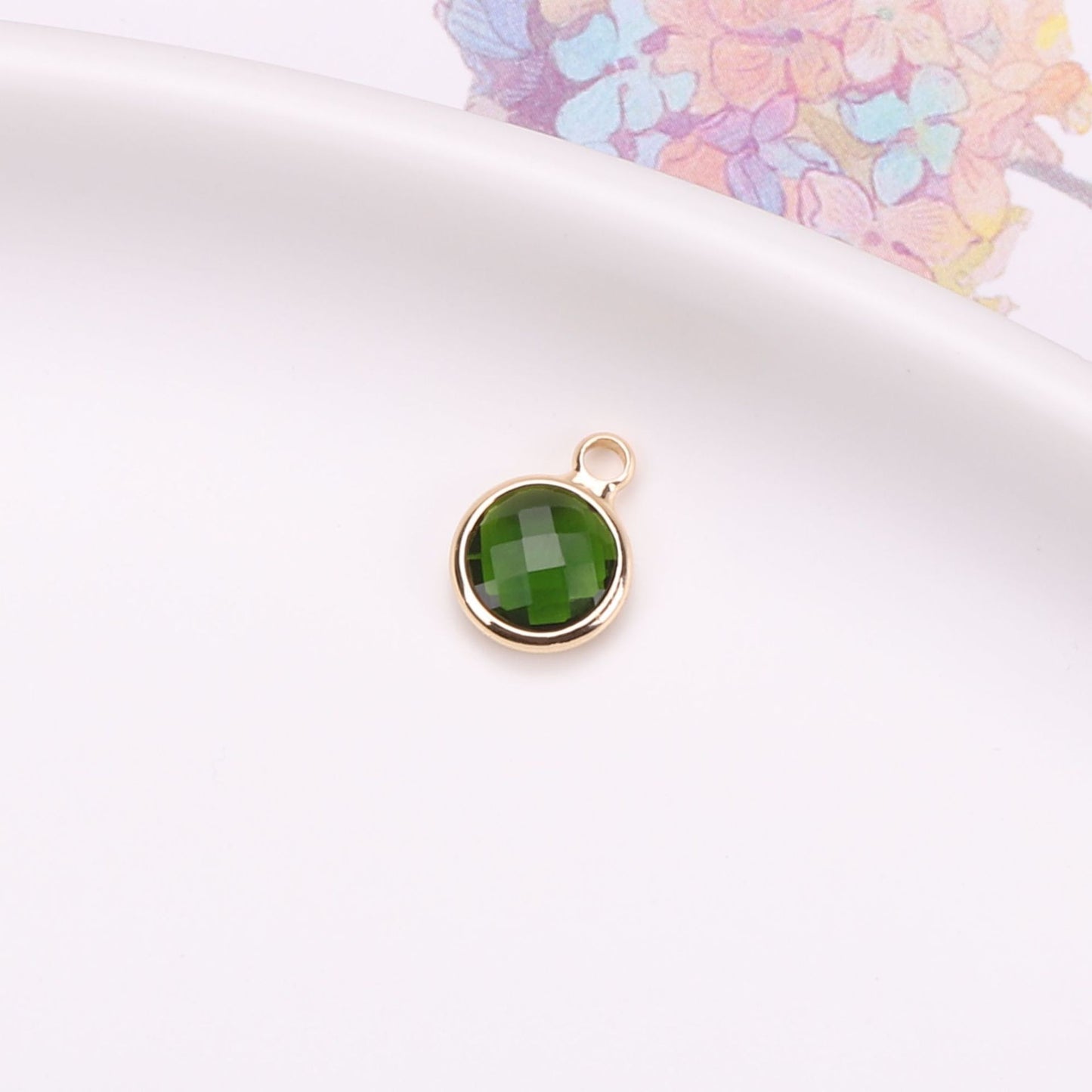 Birthstone charms, Round Rhinestone Charms Pendants, 12mm, 100pcs