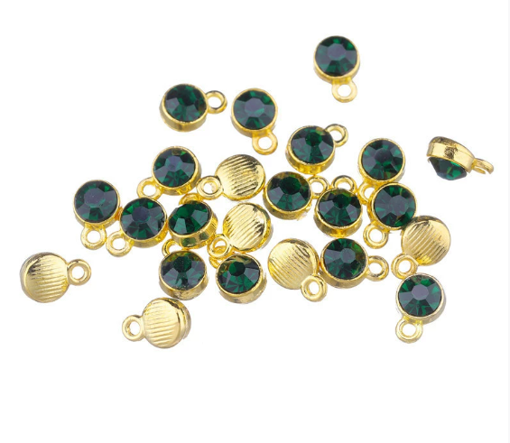 Birthstone charms, Rhinestone Charms Pendants, 10mm, 500pcs