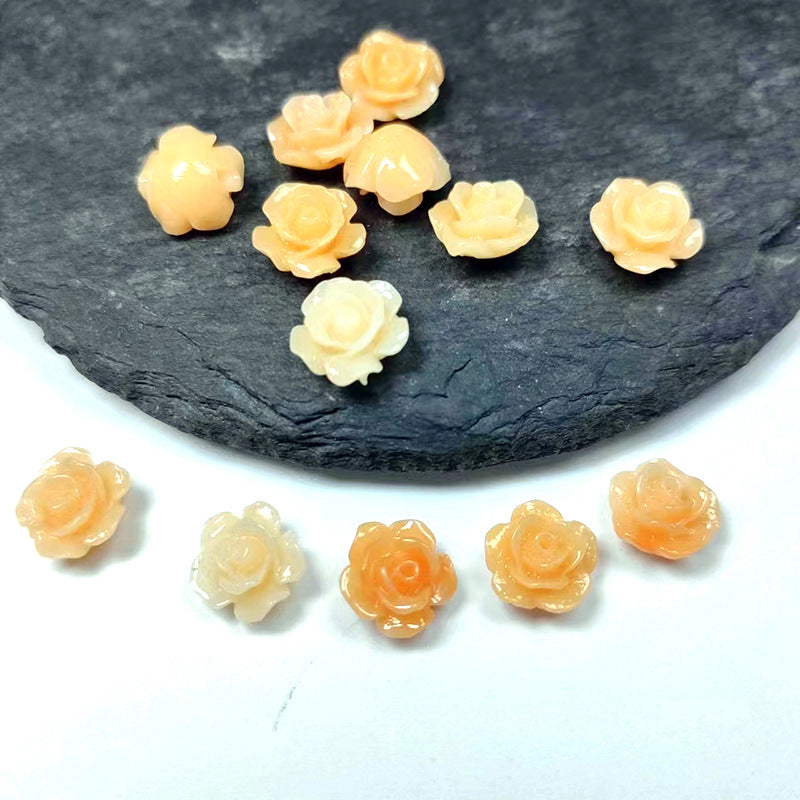 Shell powder flower beads, Shell Beads, Rose beads, Flower Beads, 6mm, 10mm 200pcs