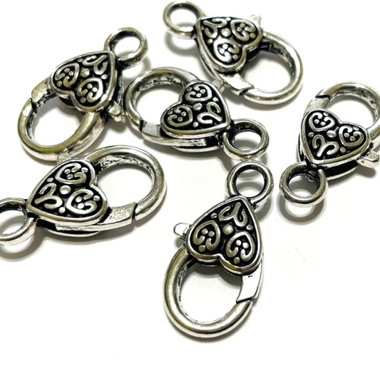 Lobster Claw Clasps,  Heart, 100pcs (JZ-1128)