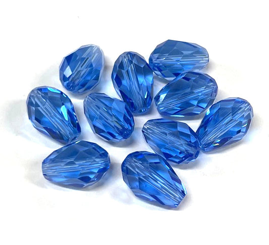 Glass Faceted Teardrops, 5-15mm