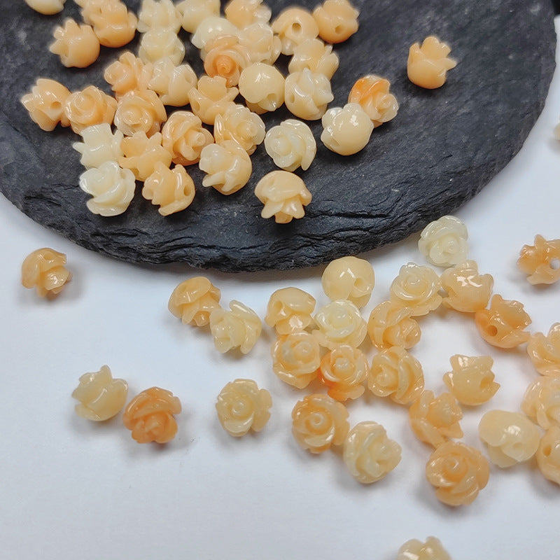 Shell powder flower beads, Shell Beads, Rose beads, Flower Beads, 6mm, 10mm 200pcs