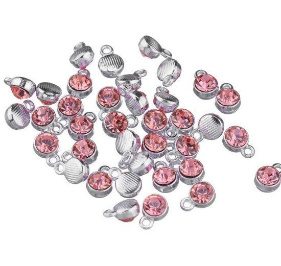 Birthstone charms, Rhinestone Charms Pendants, 10mm, 500pcs