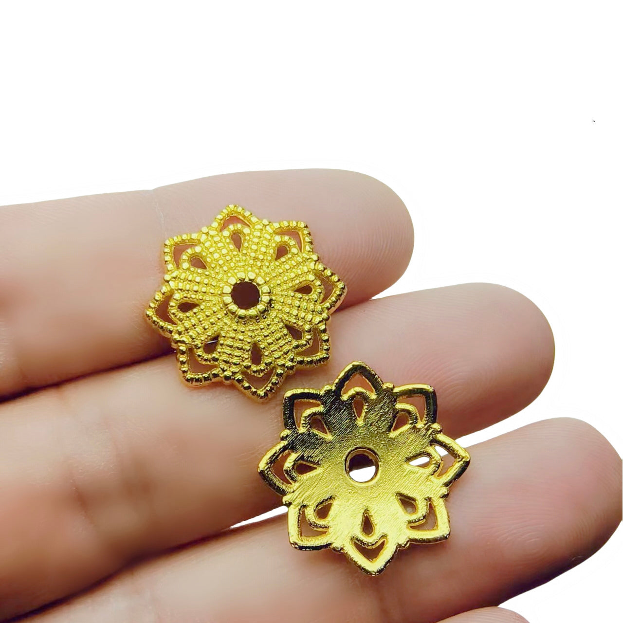 Antique Plated Filigree Flower Bead Caps,100pcs