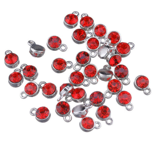 Birthstone charms, Rhinestone Charms Pendants, 10mm, 500pcs
