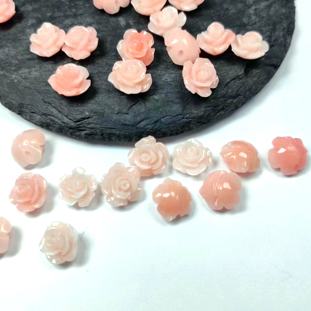 Shell powder flower beads, Shell Beads, Rose beads, Flower Beads, 6mm, 10mm 200pcs