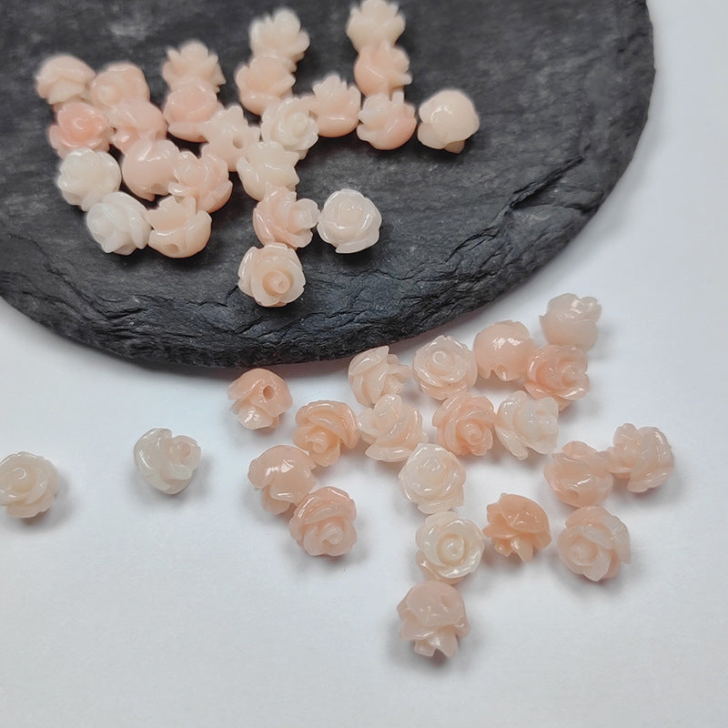 Shell powder flower beads, Shell Beads, Rose beads, Flower Beads, 6mm, 10mm 200pcs
