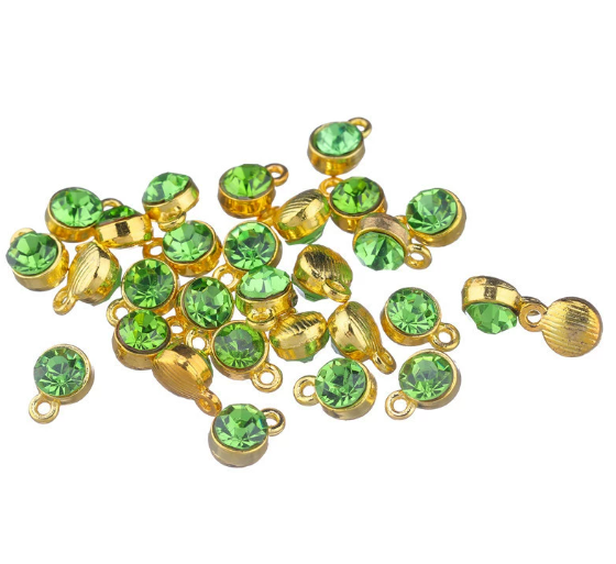Birthstone charms, Rhinestone Charms Pendants, 10mm, 500pcs