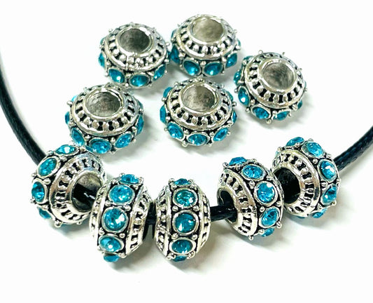 Rhinestone Charms, European Charms, Large Hole Spacer Beads,150pcs