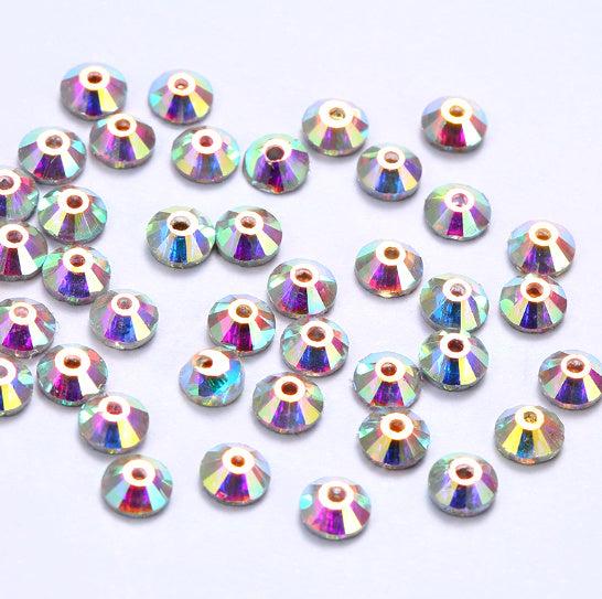 4mm-8mm Sew On Rhinestones, Flat Back Sew On Rhinestones, Round, 5pks