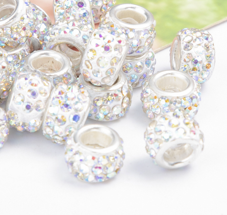 Rhinestone Spacer Beads, Polymer Clay Pave Beads, European Charms, 450pcs