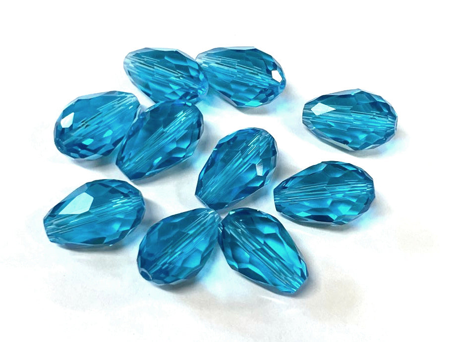 Glass Faceted Teardrops, 5-15mm, 1 starnd