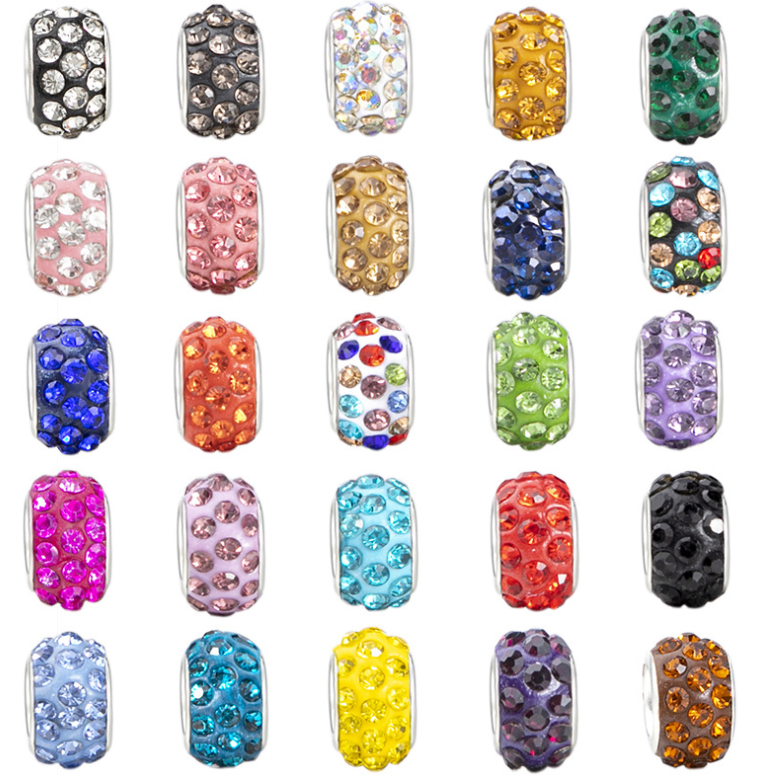 Rhinestone Spacer Beads, Polymer Clay Pave Beads, European Charms, 450pcs
