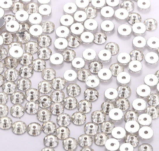 4mm-8mm Sew On Rhinestones, Flat Back Sew On Rhinestones, Round, 5pks