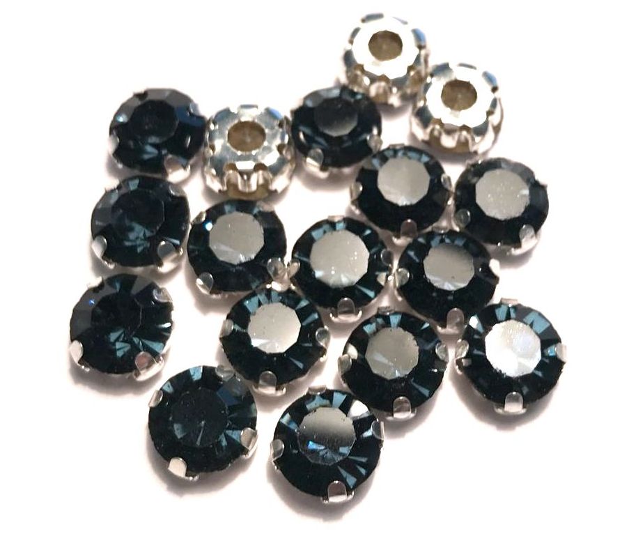 4mm-8mm Sew On Rhinestones with Silver setting, Round, 5pks