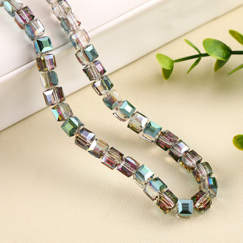 Square Glass Plated Beads ,Cube Plated Beads,40pcs