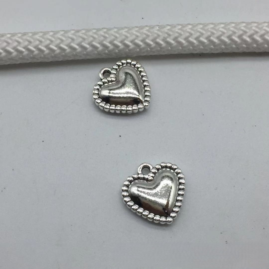 Antique Silver Heart Charms Pendant, 10pcs