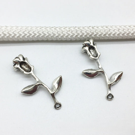 Antique silver Rose flower charms pendant, 33x21mm, 150pcs