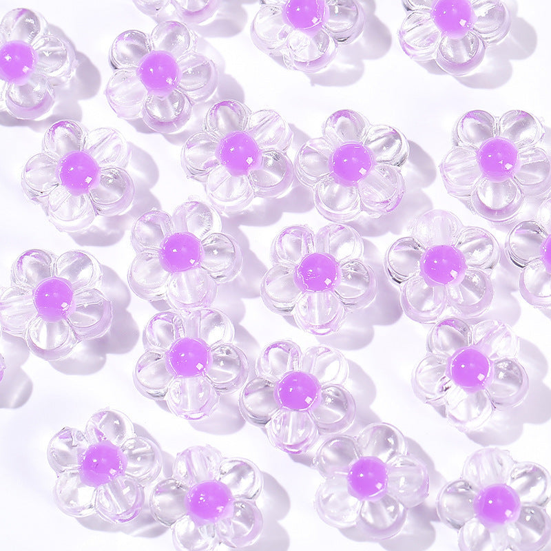 Acrylic Flower Beads with holes, 13mm, 100pcs