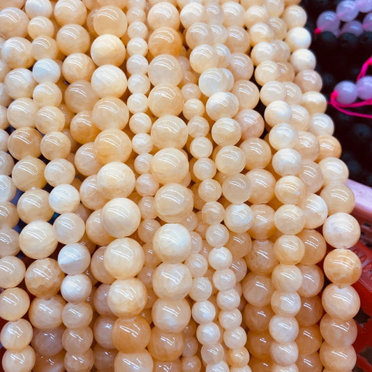 Natural Yellow Honey Jade Round Stone Beads, 4-18mm