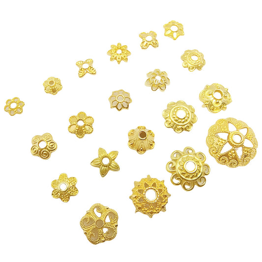 Gold Plated Filigree Flower Bead Caps