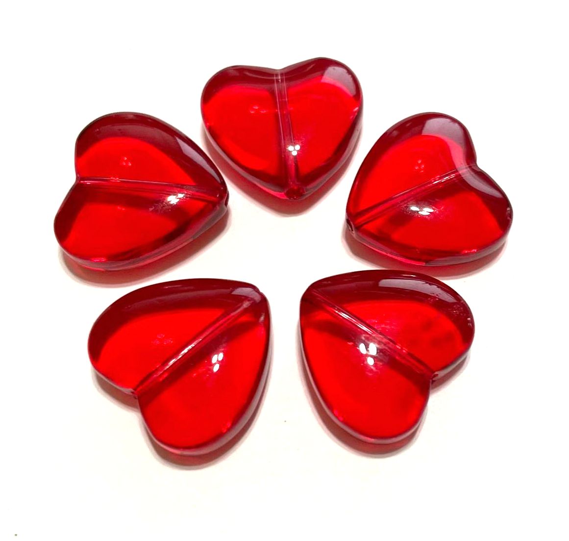 Smooth Transparent Large Heart Beads, 20mm, 50pcs