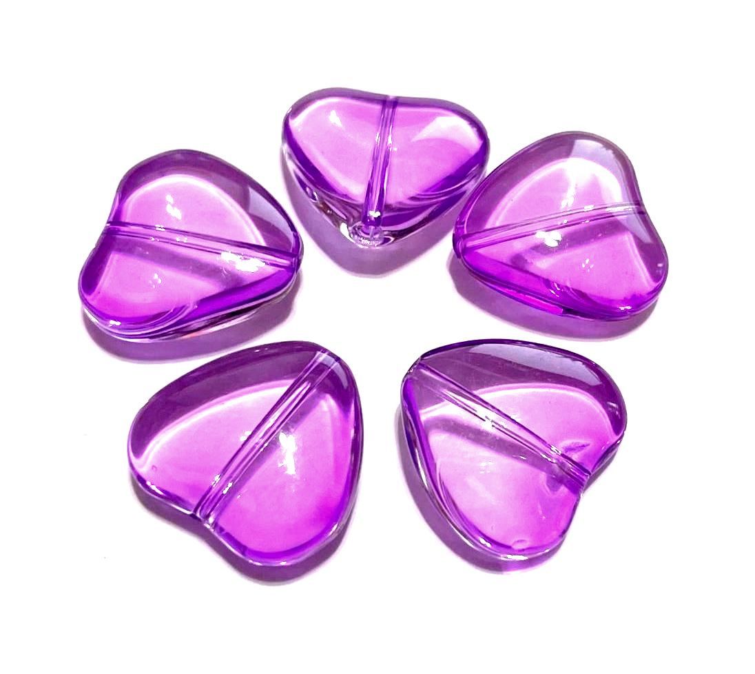 Smooth Transparent Large Heart Beads, 20mm, 50pcs