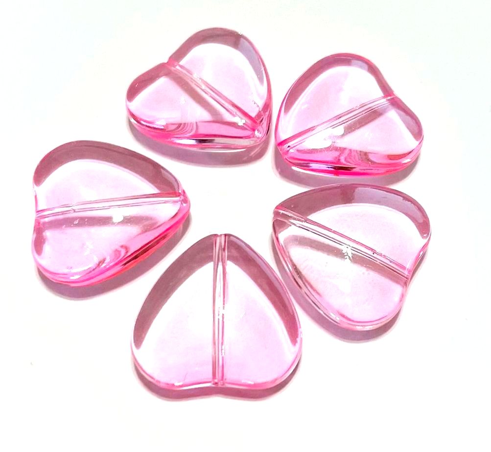 Smooth Transparent Large Heart Beads, 20mm, 50pcs